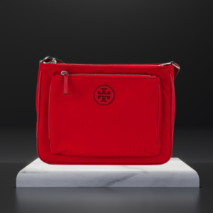 Tory Burch (88365) Small Brilliant Red Nylon Swingpack Crossbody Handbag