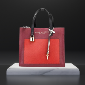 Marc Jacobs Grind Mini Pomegranate Colorblock Leather Tote Crossbody Handbag
