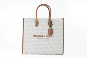 Michael Kors Mirella Large Vanilla Signature PVC North South Tote Crossbody Bag