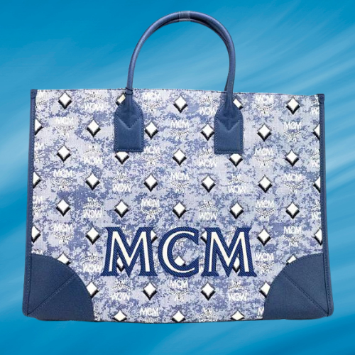 MCM Munchen Extra Large Blue Vintage Denim Fabric Tote 